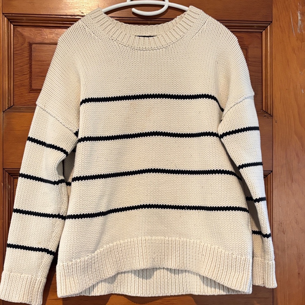 Banana Republic Striped Cream and Black Sweater